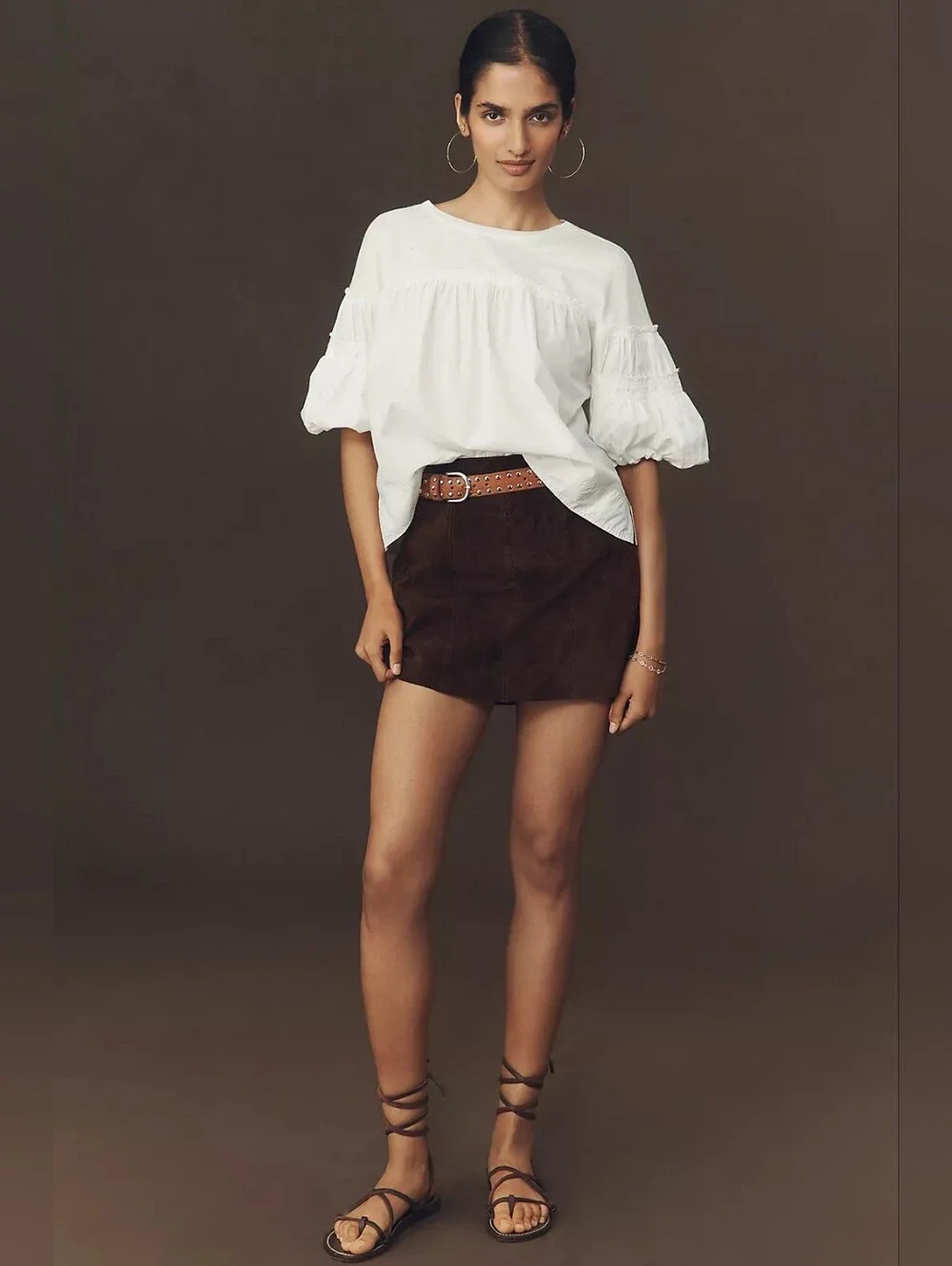 Anthropologie Pilcro White Puff-Sleeve Boho Blouse Size XS
